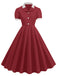 1950er Solide Kontrast Revers Swing Kleid