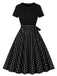 Schwarz 1950er Rundhals Patchwork Swing Kleid