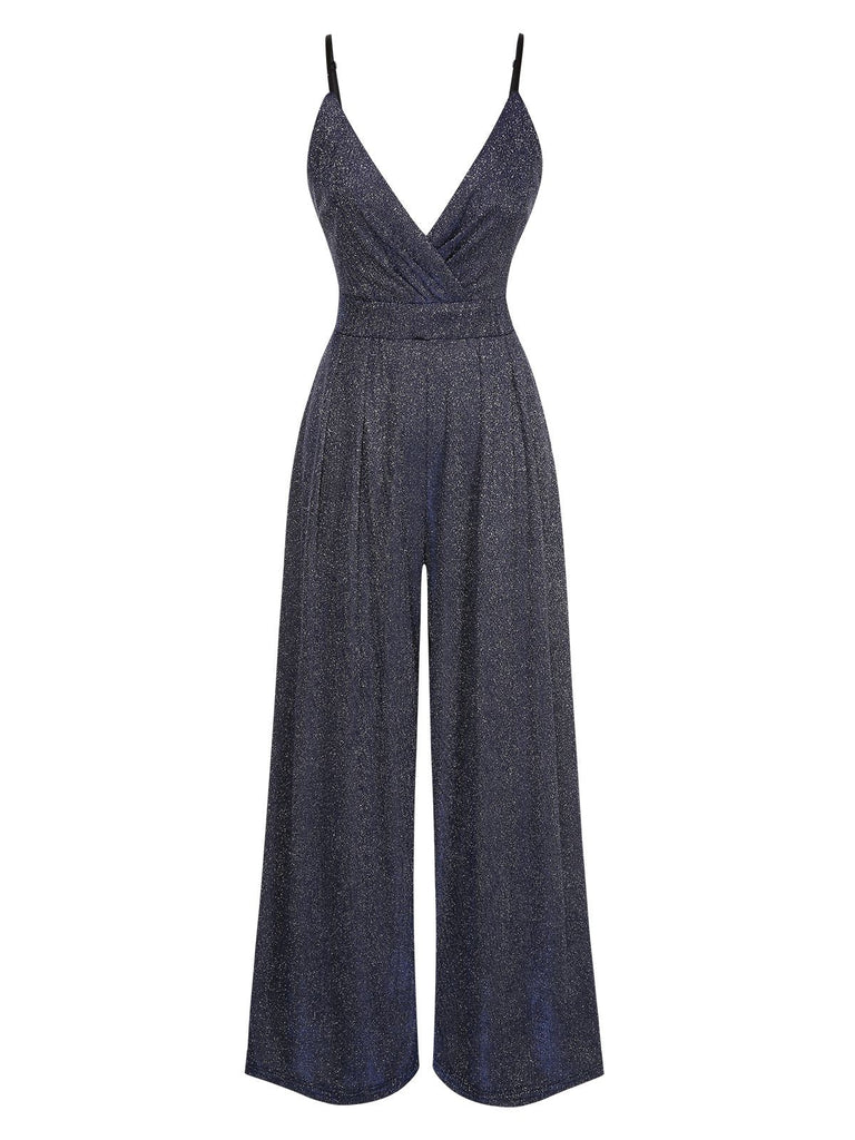 1950er Spaghetti Träger Tief V-Ausschnitt Jumpsuit