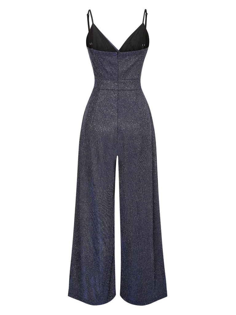 1950er Spaghetti Träger Tief V-Ausschnitt Jumpsuit