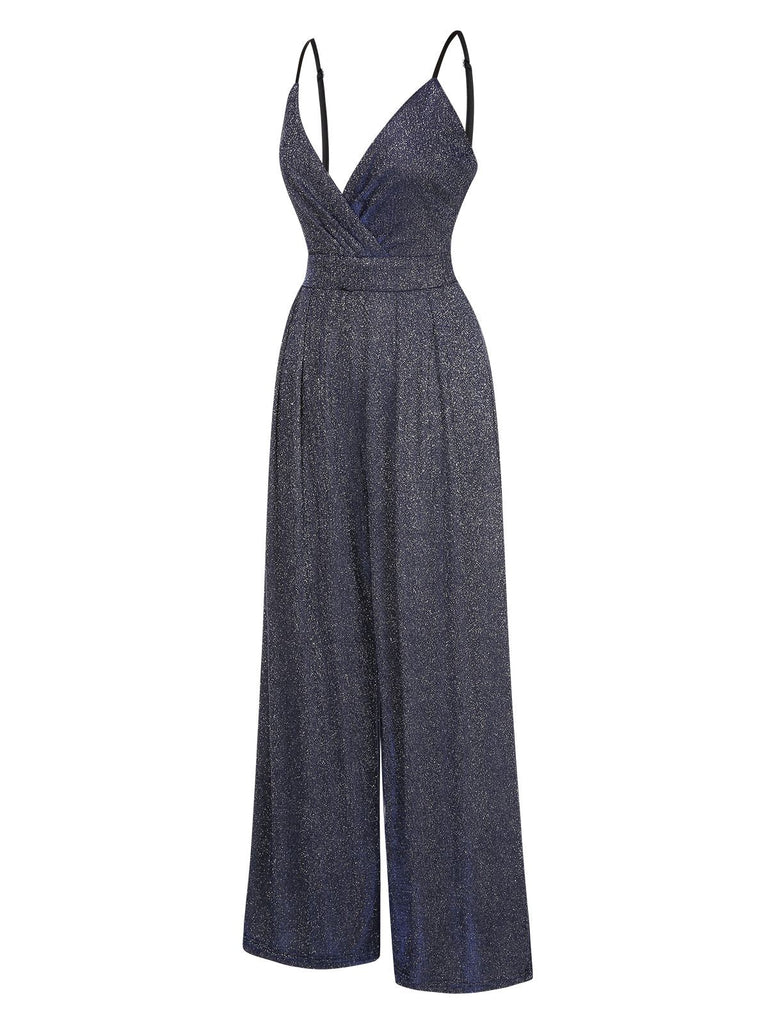 1950er Spaghetti Träger Tief V-Ausschnitt Jumpsuit