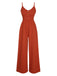 Orange 1950er Solide Hosenträgern Knopfleiste Jumpsuit