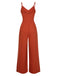 Orange 1950er Solide Hosenträgern Knopfleiste Jumpsuit