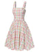 Multicolor 1950er Breite Träger Bogen Plaid Kleid