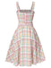 Multicolor 1950er Breite Träger Bogen Plaid Kleid