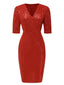 1960er V-Ausschnitt Pailletten Halbe Ärmel Bodycon Kleid