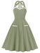 1950er Halter Taschen Rückenfrei Swing Kleid