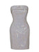 Silber 1970er Bandeau Pailletten Bleistift Kleid