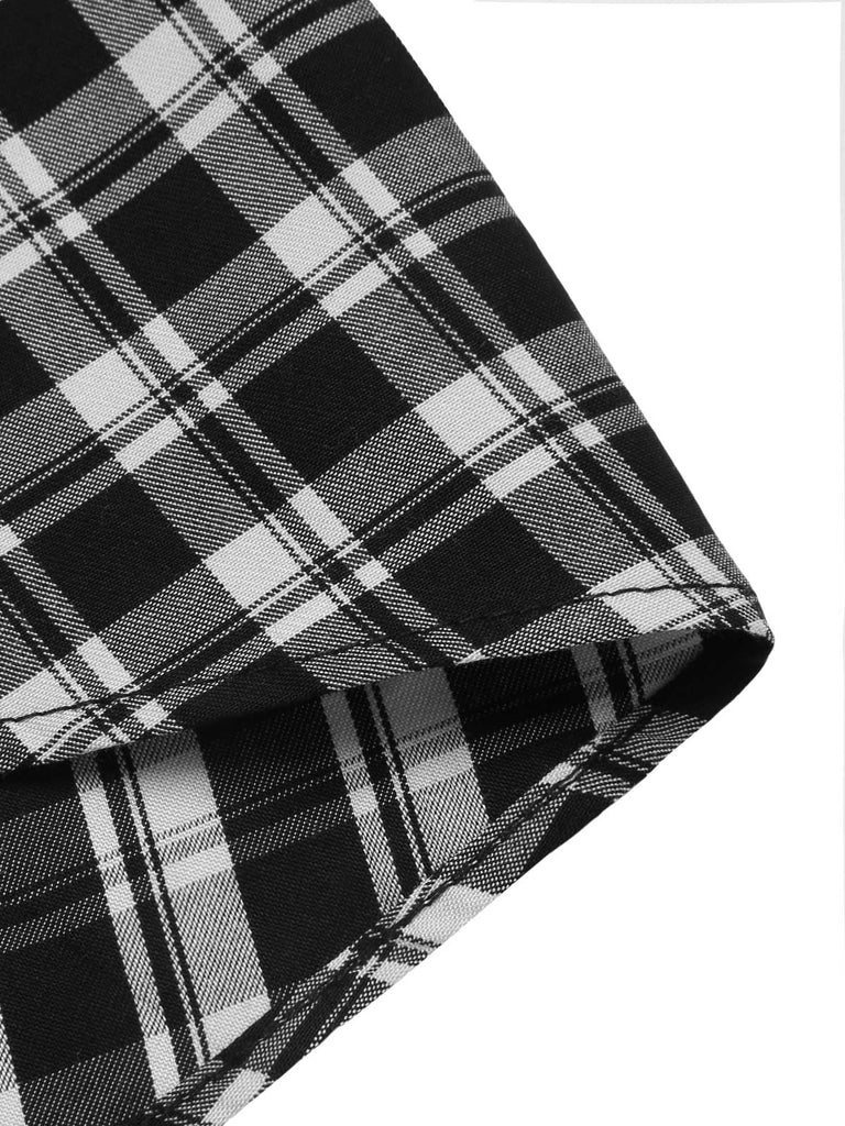 [Vorverkauf] Dunkelgrau 1950er Träger Plaids Ärmellos Kleid