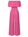 Rosa 1960er Solide Schulterfrei Weites Bein Jumpsuit