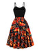 Schwarz 1950er Kürbis Halloween Swing Kleid & Bolero Jacke