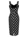 [Vorverkauf] Schwarz 1960er Polka Dots Plissiertes Bleistiftkleid