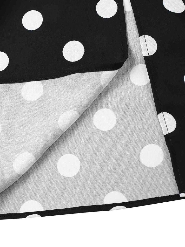 [Vorverkauf] Schwarz 1960er Polka Dots Plissiertes Bleistiftkleid