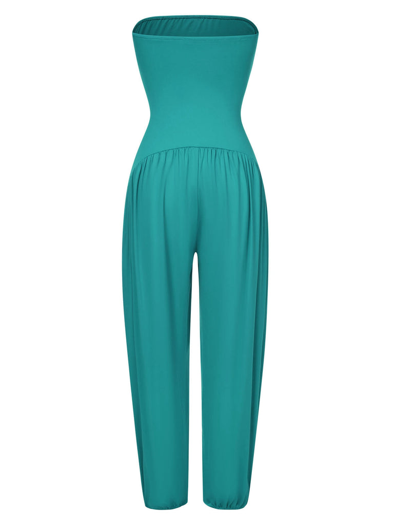 1970er Solide Bandeau Laterne Jumpsuit