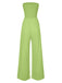 1970er Solide Ärmellos Gesmokt Bandeau Jumpsuit