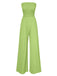 1970er Solide Ärmellos Gesmokt Bandeau Jumpsuit