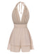 Beige 1950er Halter Tief V-Ausschnitt Rückenfrei Romper