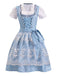 2PCS Blau 1950er Oktoberfest Spitze Patchwork Kleid Set