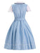 2PCS Blau 1950er Oktoberfest Spitze Patchwork Kleid Set