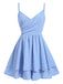 Blau 1950er Blumen V-Ausschnitt Romper