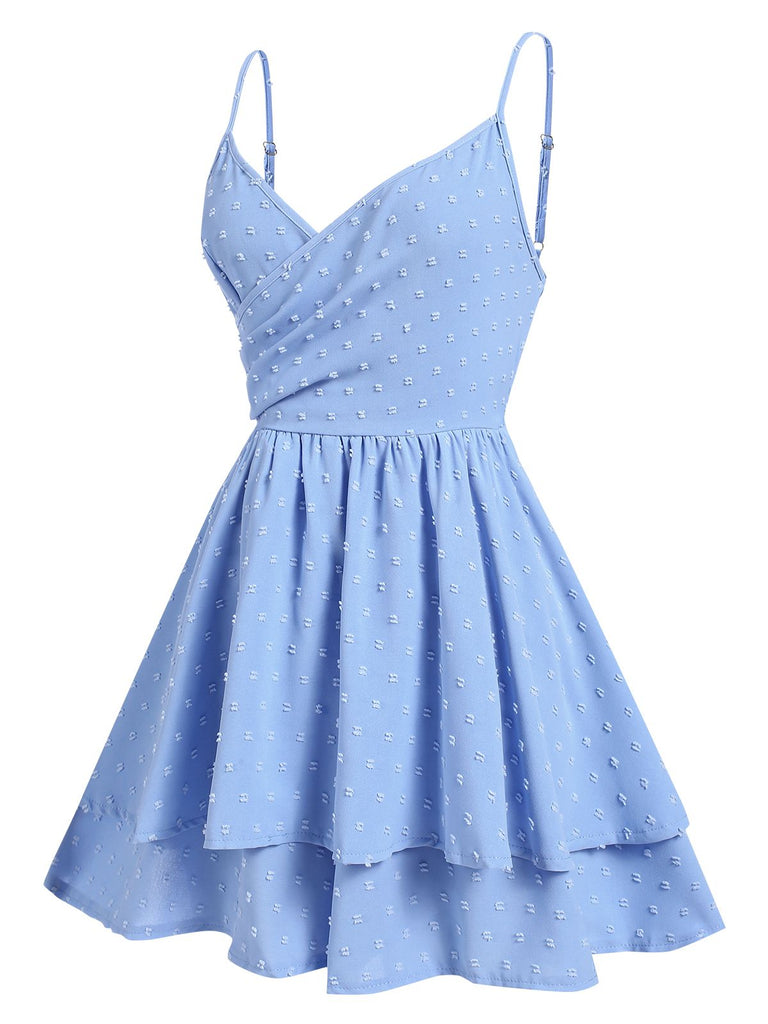 Blau 1950er Blumen V-Ausschnitt Romper