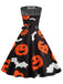 1950er Halloween Spitze Patchwork Ärmellos Kleid