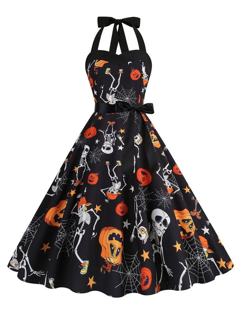 1950er Halloween Schädel Halter Schnürung Kleid