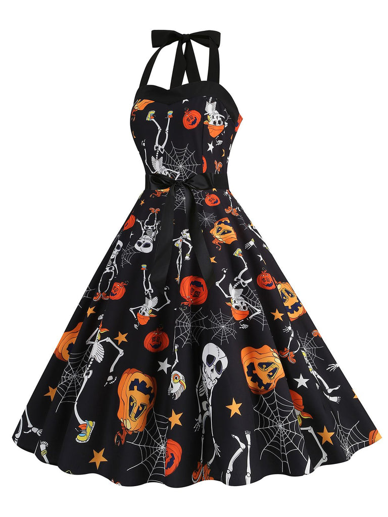 1950er Halloween Schädel Halter Schnürung Kleid