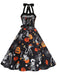 1950er Halloween Skelett Schädel Halter Schnürung Kleid