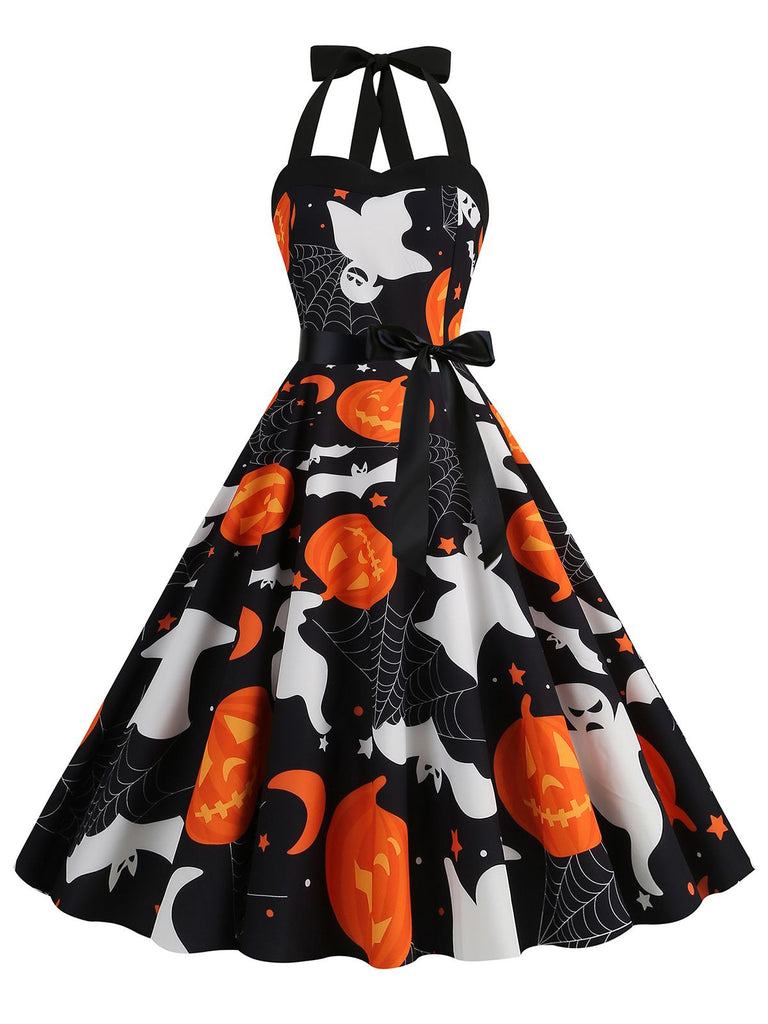 1950er Halloween Schädel Halter Schnürung Kleid