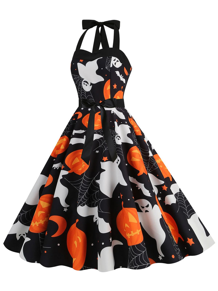 1950er Halloween Schädel Halter Schnürung Kleid