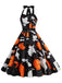 1950er Halloween Skelett Schädel Halter Schnürung Kleid