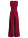 1950er Solide Falten Tiefer V-Ausschnitt Jumpsuit