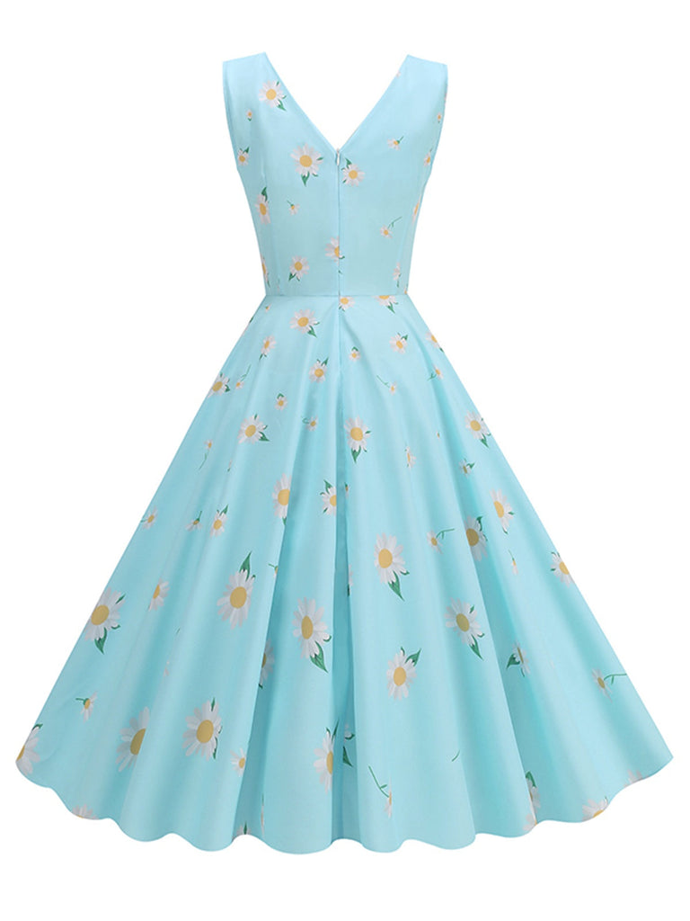 1950er Gänseblümchen & Erdbeere Ärmelloses Kleid