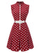 [Vorverkauf] Rot 1960er Polka Dots Hemdkragen Kleid