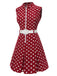 [Vorverkauf] Rot 1960er Polka Dots Hemdkragen Kleid