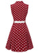 [Vorverkauf] Rot 1960er Polka Dots Hemdkragen Kleid