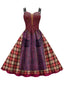 1950er Halloween Plaid Doppelträger Kleid