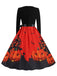 1950er Halloween Patchwork Lange Ärmel Kleid