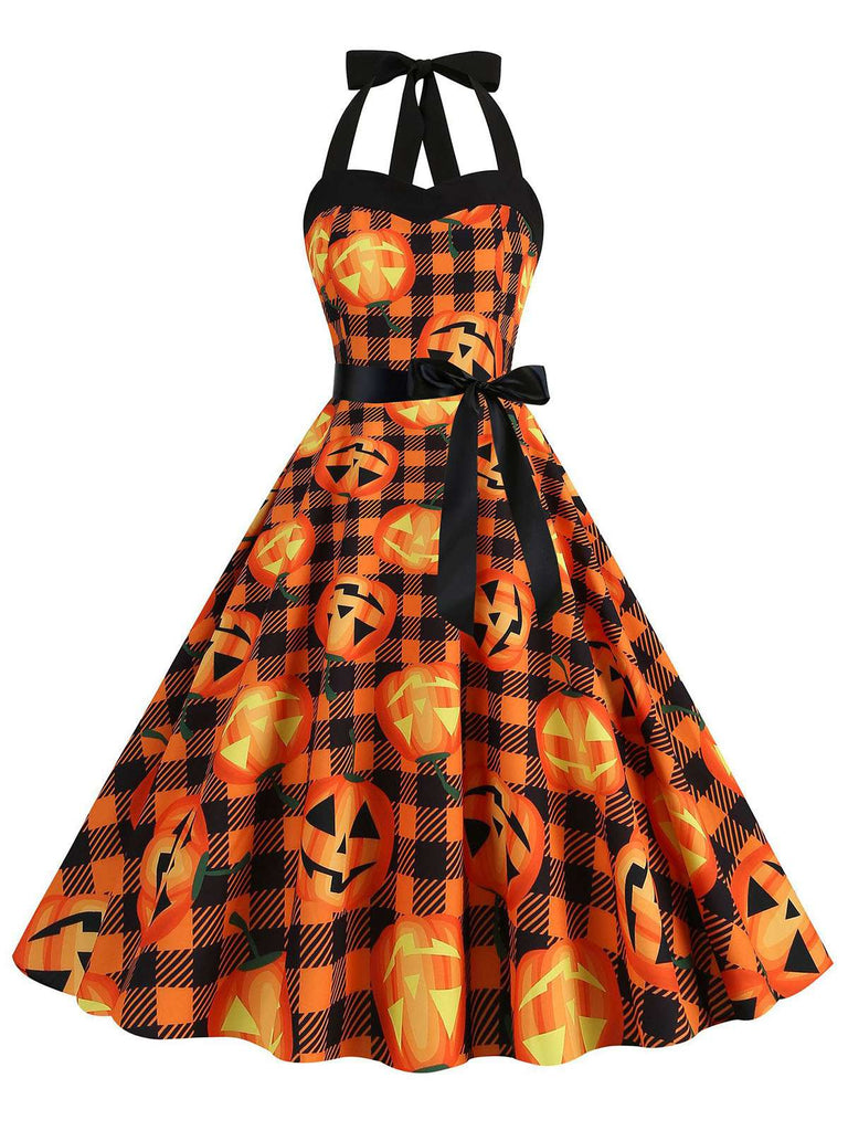 1950er Halloween Kürbisgesicht Halter Kleid