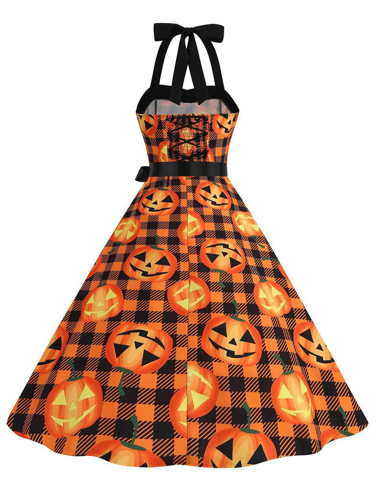 1950er Halloween Kürbisgesicht Halter Kleid