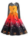 1950er Halloween Spitze-Ärmel Patchwork Kleid