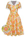 [Vorverkauf] Multicolor 1950er Cartoon Blume Revers Kleid