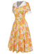 [Vorverkauf] Multicolor 1950er Cartoon Blume Revers Kleid