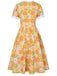 [Vorverkauf] Multicolor 1950er Cartoon Blume Revers Kleid