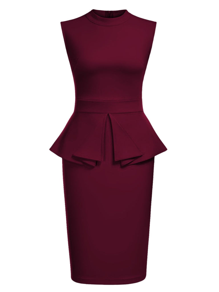 1960er Rundhals Patchwork Wickel Ärmelloses Kleid