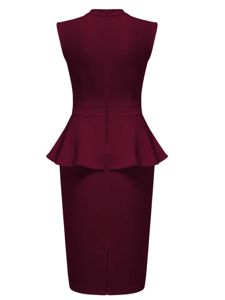 1960er Rundhals Patchwork Wickel Ärmelloses Kleid