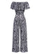 Schwarz&Weiß 1930er Schulterfrei Zebrastreifen Jumpsuit