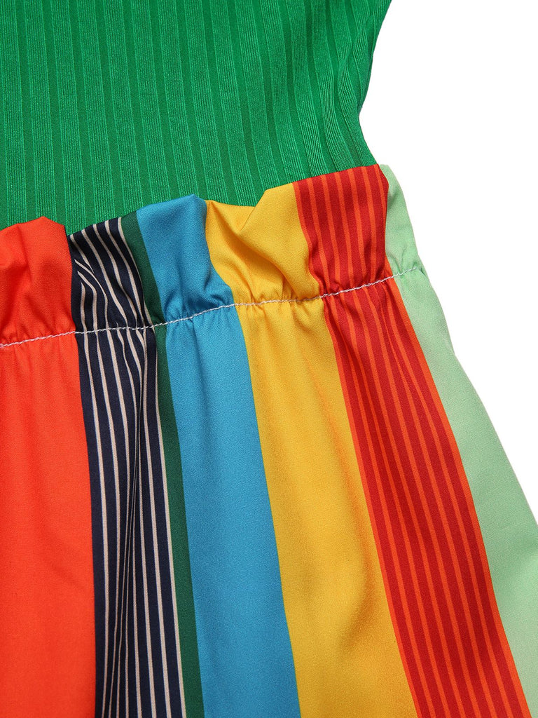 Schwarz 1950er Streifen Gestrickt Mit Gürtel Jumpsuit