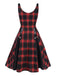 [Vorverkauf] Rot 1970er Steampunk Gingham Plaid Stift Kleid